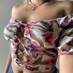 Off the shoulder cute but sexy open crop top
